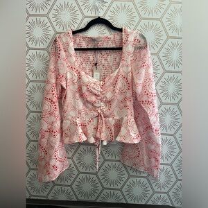 NWT- BCBGeneration heart print cropped blouse